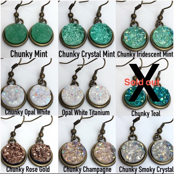 3 for 15🎀faux druzy antique bronze earrings - Picture 4 of 8